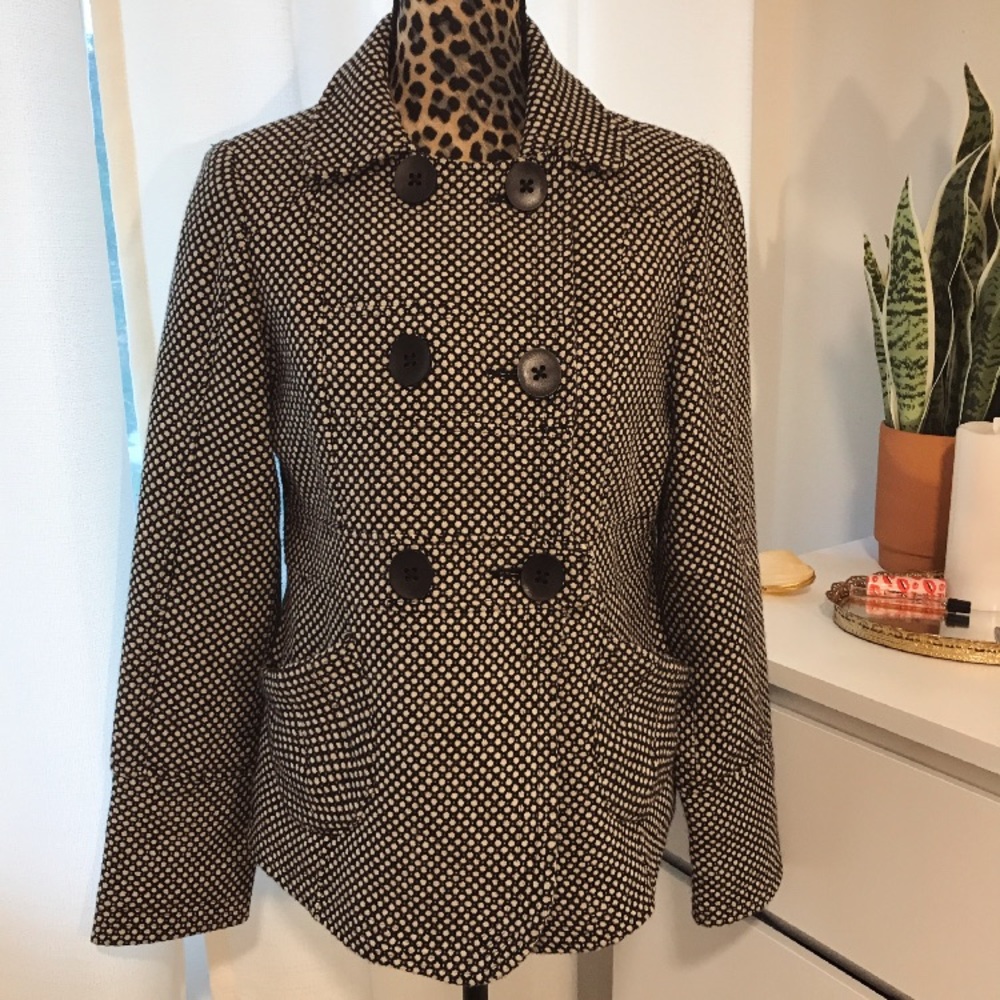 🛍 H2J KNIT WHITE AND BLACK WOOL COAT JACKET